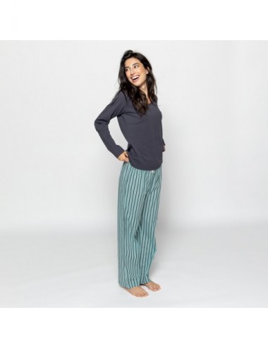 PIJAMA ORGANIC ALFA STRIPES CARBON M