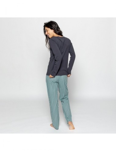 PIJAMA ORGANIC ALFA STRIPES CARBON M