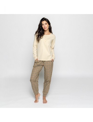 PIJAMA ORGANIC FUSA CHECKS CRUDO L