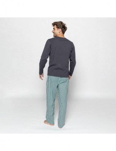 PIJAMA MAN ORGANIC UVE STRIPES CIELO  L