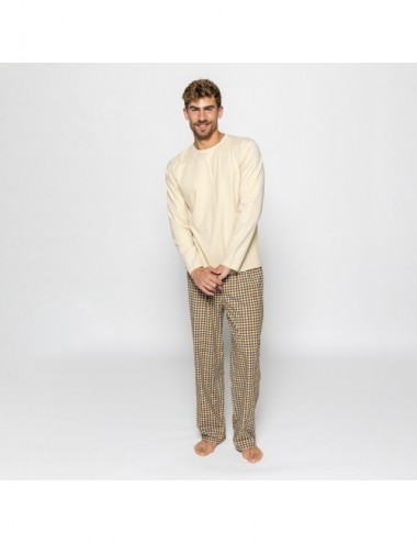 PIJAMA MAN ORGANIC IOTA CHECKS CRUDO XL