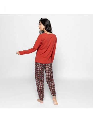 PIJAMA ORGANIC FUSA NEW CHECKS ROJO XL