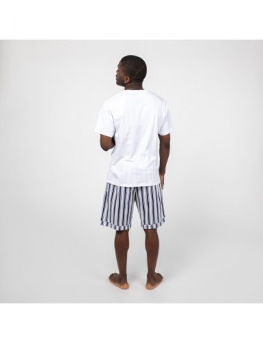 PIJAMA MAN ORGANIC LURUS BLANC STRIPE XL