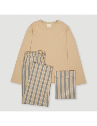 PIJAMA MAN ORGANIC UVE STRIPES TIERRA S