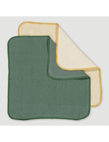 SET 2 TRAPOS BORDE NARANJA VERDE 35X35