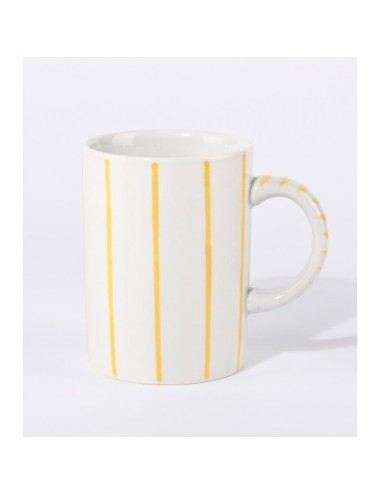 TAZA MUG CERAMICA RAYAS AMARILLAS
