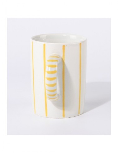 TAZA MUG CERAMICA RAYAS AMARILLAS