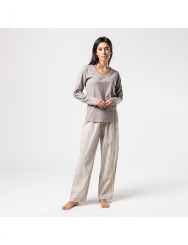 PIJAMA ORGANIC ALFA STRIPES GREY S