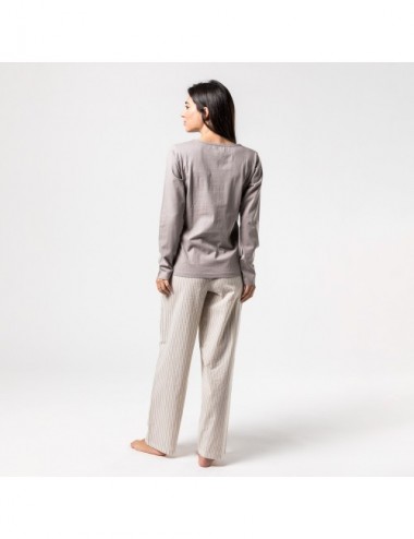 PIJAMA ORGANIC ALFA STRIPES GREY S