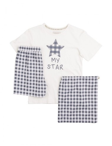 PIJAMA KID ORGANIC SORA TINTA VICHY 2