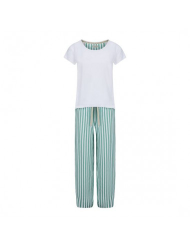 PIJAMA ALG.ORG.LARGO RAYAS VERDE/BLANC S