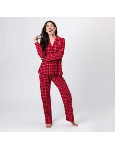 PIJAMA ORGANIC SIGMA CHEKCS ROJO M